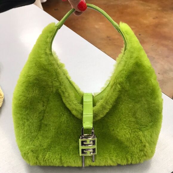 Givenchy Green Shoulder Bag with Plush Texture - Picture 1 of 11